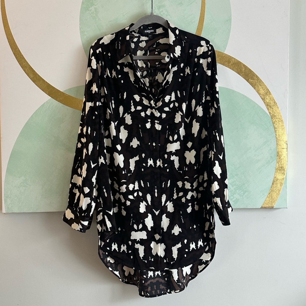 Express Patterned Button Down Shirt